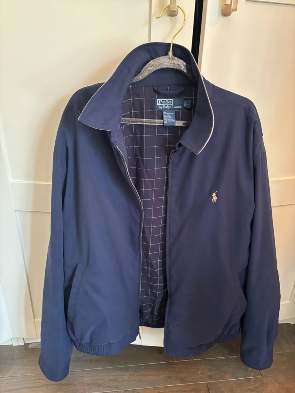 Polo Ralph Lauren Biswing Jacket in Navy Blue Full Zip Preppy Size Large